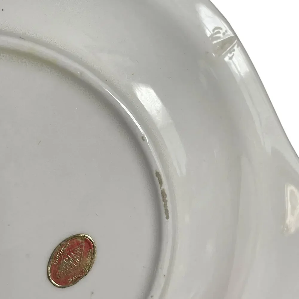 Brown Transferware Ironstone Pitcher & Plate Pastoral Vintage Small FLAWED